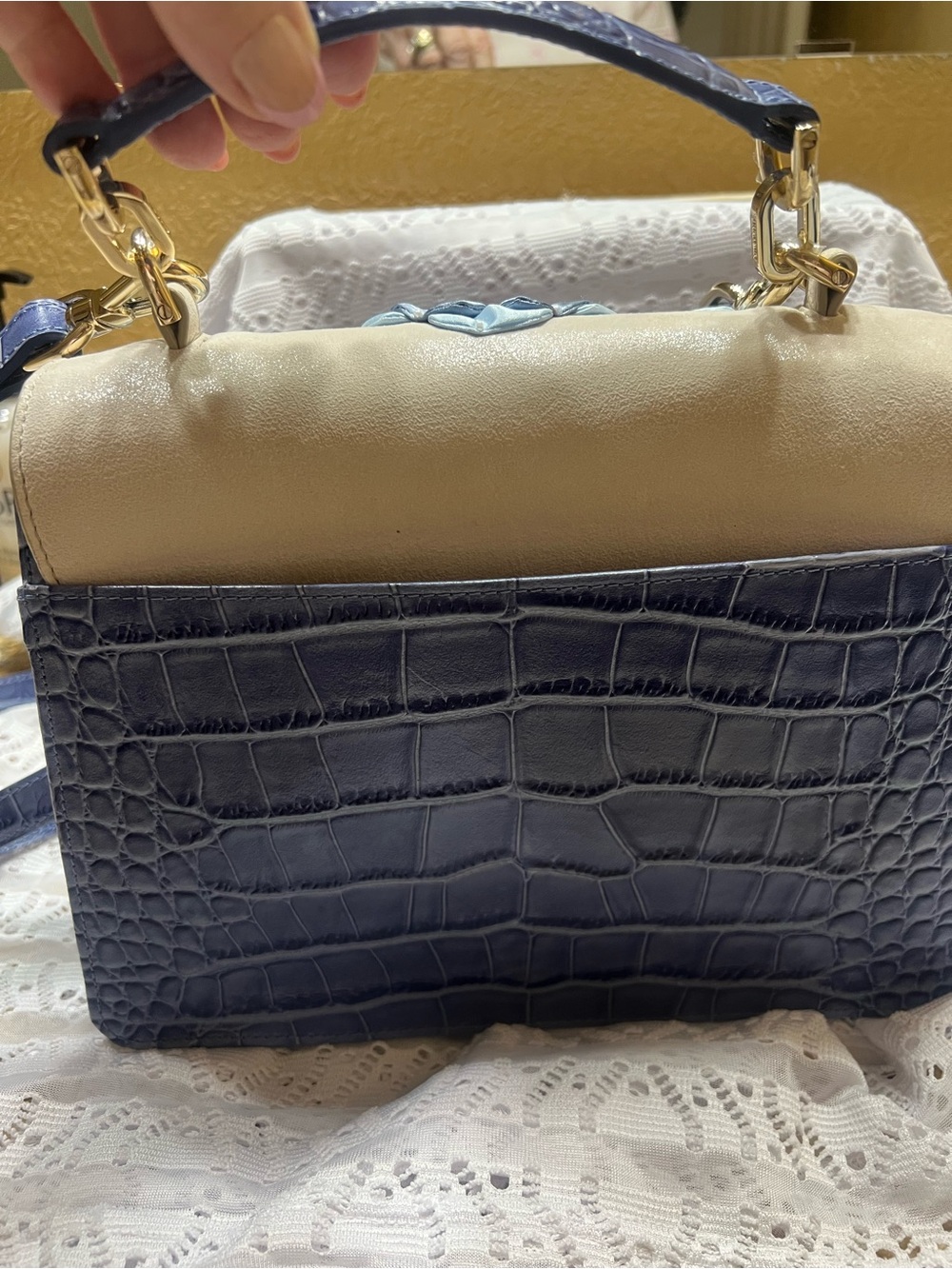 Brahmin Small Hallie Bellbottom Blue Fleur bag - Picture 2 of 12